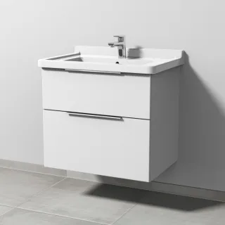 Sanipa 3way Waschtischunterbau zu Duravit Starck 3 Waschtisch mit 2 Auszügen, Weiß-Soft UM71043