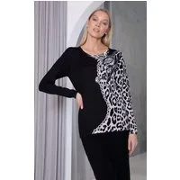 Passioni Strickpullover mit Leopardenmuster