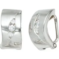 Schmuck Krone Paar Ohrclips Ohrclips aus 925 Silber mit 6 Zirkonia, Silber 925