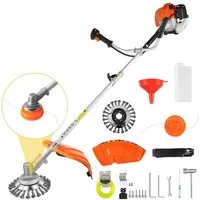 CONENTOOL Benzin-Motorsense Multifunktions Rasentrimmer mit austauschbaren Aufsätzen, 35 cm Arbeitsbreite Faden, 2-in-1 Rasentrimmer mit austauschbarem Fadenkopf & Stahlbürste