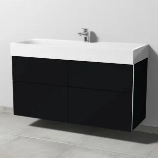 Sanipa 3way Waschtischunterbau zu Kaldewei Silenio Waschtisch mit 4 Auszügen, Schwarz-Matt BS45708
