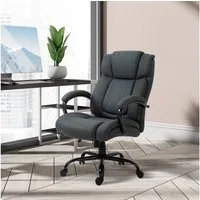 Vinsetto Bürostuhl Ergonomischer Chefsessel mit Armlehne (Höhenverstellbarer Drehstuhl, 1 St), mit Wippfunktion, Leinenoptik, bis 220 kg belastbar, Dunkelgrau