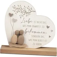 formano Holzbild Herz Holz mit Fuß und Spruch 20 cm Liebevolle Wohn-Deko Steinoptik