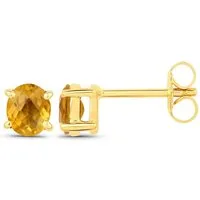 Vira Jewels Paar Ohrstecker 925-Sterling Silber vergoldet Glänzend Citrin gelb