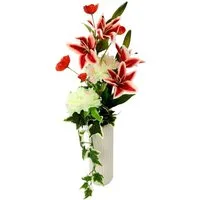 Kunstblume Arrangement Lilie/Pfingstrose, I.GE.A., Höhe 63 cm, Vase aus Keramik