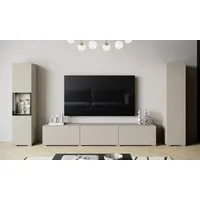 Home affaire Wohnwand BERLIN III, Vitrine Türschlag links/rechts wechselbar, (Komplett-Set, 3-St), moderne grifflose Mediawand Breite 260 cm, Vitrine mit Verglasung