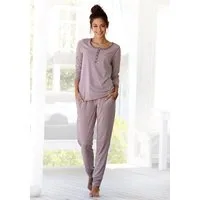 Arizona Pyjama (Set, 2 tlg) in melierter Qualität mit Knopfleiste