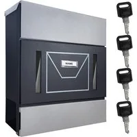 TÄGA Briefkasten tg-2220_bss_silber (Set, Briefkasten mit Schlüssel), aus Stahl