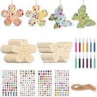 FOUORTUNATE-BEE Kreativset 40 Stück Bastelset Kinder Schmetterling und Blume, (mit Aquarellstift & Edelsteinaufkleber Deko Schnur, 40-tlg., Basteln Kindergeburtstag für DIY Geburtstag Basteln Kinder)