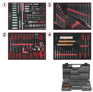 KS Tools Universal-Systemeinlagen-Satz für 4 Schubladen mit 515 Premium-Werkzeugen - 713.0515