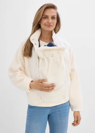 bonprix Umstands- und Tragejacke aus Teddyfleece, weiß, Gr.48/50 (XL), Weiche Fleecejacke für die Schwangerschaft und danach