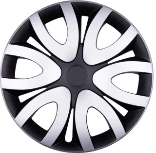 4x PREMIUM DESIGN Radkappen Radzierblenden "Mika" 15 ZOLL #56 in Silber Schwarz