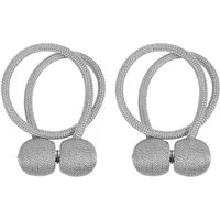 Intirilife Raffhalter, (2-teiliges Set Raffhalter Gardinenklammer in Grau, 2-tlg), 40 x 3 cm - Zum zusammenhalten von Vorhängen ohne Bohren oder Kleben