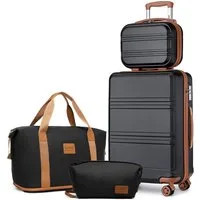 KONO Trolleyset Kombi-Set: Hartschalen-Koffer + Handgepäcktasche, (4 tlg)