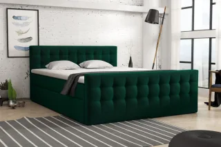 Boxspringbett Schlafzimmerbett ANKER 160x200cm in Stoff Monolith Grün