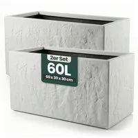 Kreher Blumenkasten 'Riven' aus Kunststoff - Stein Optik - 60x30x30 cm (Farbe wählbar) (2 St)