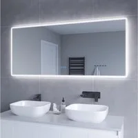 AQUALAVOS Badspiegel 160x70 Badspiegel mit Beleuchtung Groß Badezimmerspiegel Lichtspiegel, Anti-Fog Dimmbar Memory-Funktion Touch/Wandschalter