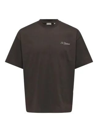 ONLY&SONS - ONSLES CLASSIQUES LOOSE PRINT SS TEE Coffee Bean - Gr. - L