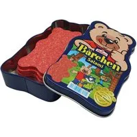 Chr. Tanner Spiellebensmittel Reinert Bärchen-Salami aus Holz in Metalldose für Kaufladen, (4-tlg), FSC-zertifiziert, mit Tanner Scannerkasse scannbar