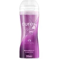 durex Gleit- und Massagegel Play 2in1 Aloe Vera, Flasche mit 200ml, 1-tlg., pflegendes Massage & Gleitgel zur Anwendung am ganzen Körper
