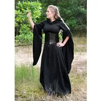 Battle Merchant Kostüm Mittelalter Kleid Isra mit Trompetenärmeln, schwarz, Gr. XL