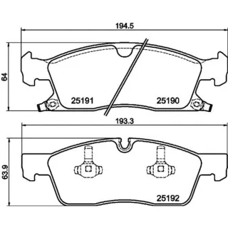 Hella Bremsbel?ge vorne Dodge Durango Jeep Grand Cherokee