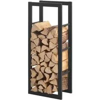 en.casa Kaminholzregal, BxTxH:40x25x100 cm, »Kasan« Brennholzhalter 40x100x25cm Stahl Schwarz