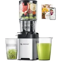 AMZCHEF Slow Juicer CE-ZM19OT02B-SV, 220 W, Slow Juicer mit 126MM Breite und mit 2 Gläsern