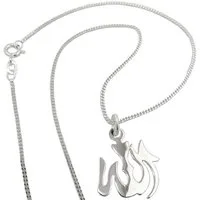 unbespielt Kette mit Anhänger Allah Symbol mit Silberkette 18 x 15 mm Länge Kette 50 cm, Silberschmuck für Damen und Herren