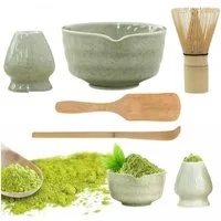 TUWENA Teeschale 5er-Set Matcha-Set, Matcha-Rührer-Set, Matcha-Schüssel mit Ausgießer, Matcha-Rührer, Ständer, Matcha-Löffel, Teelöffel, Matcha Besen 5er-Set