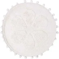Homescapes Badematte Runde Badematte Blume, 60 cm – Badvorleger weiß mit Pompons, Höhe 20 mm, 60 cm