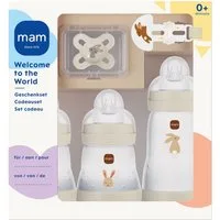 MAM Babyflasche Welcome to the World Set, Geschenk zur Geburt, Baby Geschenkset 5-tlg