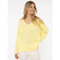 Zwillingsherz Sweatshirt "Positive Mind" ausgefranster V-Ausschnitt, Used Look, Langarm, Schriftzug