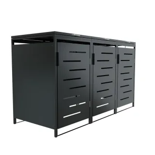 Juskys Mülltonnenbox, Anthrazit, Metall, 204x120x80 cm, Aufbewahrung & Schutzhüllen