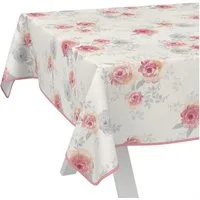 ANRO Tischdecke Wachstuch abwaschbar Rosen Tischwäsche (Einzelstück 1-tlg), wasserabweisend pflegeleicht Floral Beige Rosa 100x140cm