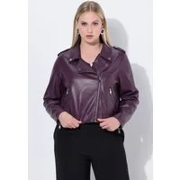 Ulla Popken Lederjacke Bikerjacke Lederoptik Reverskragen Zipptaschen