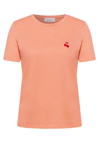 Street One - T-Shirt mit kleiner Bruststickerei orange - Gr. - 34