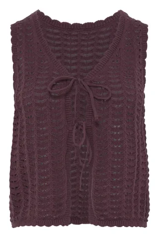 ICHI - Ärmellose Strickweste - Ihdosia rot - Gr. - S
