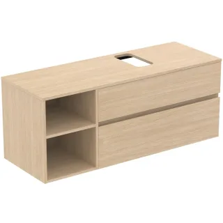 Ideal Standard Waschtischunterschrank Finesse Ausschnitt r/l 1402x505x558mm 2 Auszüge Eiche weiss, E E3505US