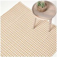 Homescapes Teppich Webteppich beige-weiß kariert – Baumwollteppich Vichy-Karo, 60x90 cm, Höhe: 20 mm