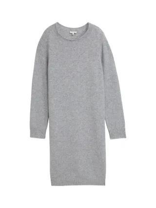 Tom Tailor - Strickkleid mit U-Boot-Ausschnitt medium silver grey melange - Gr. - 38