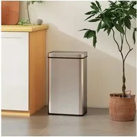 HOMCOM Mülleimer Sensor Edelstahl, Leiser Automatischer Abfalleimer, Automatische Schließ-Funktion, Silber