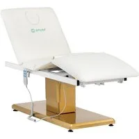 Physa Massageliege Elektrische Kosmetikliege 200 kg Behandlungsliege 3 Motoren, Golden, Weiß