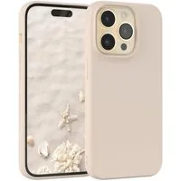 EAZY CASE Handyhülle für Apple iPhone 14 Pro Hülle Silikon 6,1 Zoll, Bumper Case Matt Slimcover Silikonschutzhülle elastisch Taupe / Beige
