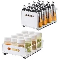 JEOBEST Küchenorganizer-Set Küchenregal Regal mit 2 Korb Auszügen, Schrank Organizer, (2-tlg), Hochwertiger Karbonstahl, Kein Bohren erforderlich