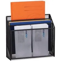 relaxdays Briefablage Dokumentenhalter mit 3 Ablagen, schwarz