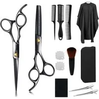 OSTWOLKE Haarschere 10er/13er Haarscheren-Set Friseurschere Haarschneideschere, (13-tlg), mit Friseurumhang