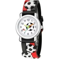 Einkaufszauber Quarzuhr Kinder Armbanduhr Fussball, Fußbälle in 3D auf dem Armband
