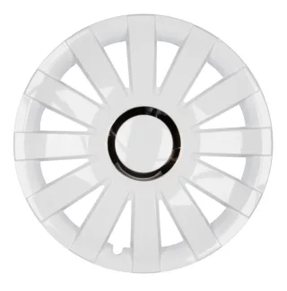 4x PREMIUM Radkappen Modell: Onyx in Weiß-Chrom Ring