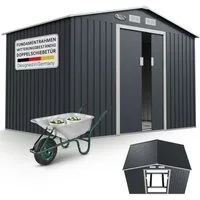Juskys Gartenhaus XL, BxT: 280x196 cm, mit Satteldach, Schiebetür, Fundamentrahmen, 9 m³